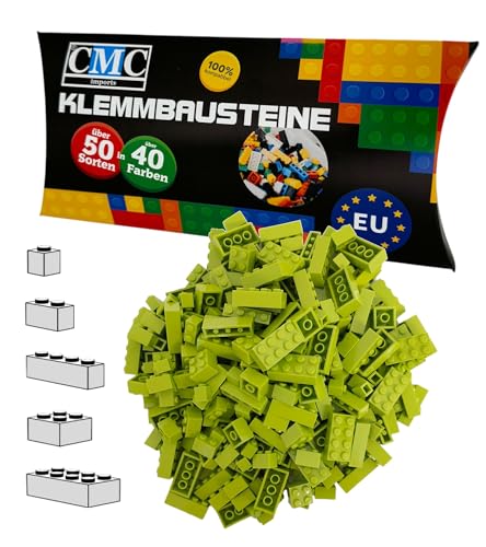 CMC imports 100 Klemmbausteine Bausteine 1x1-1x2-1x4-2x2-2x4 Noppen Grundbausteine Kompatibel Basic Bricks Farben freie Auswahl (101 - Grasgrün) von CMC imports
