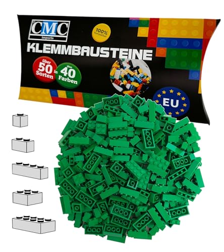 CMC imports 100 Klemmbausteine Bausteine 1x1-1x2-1x4-2x2-2x4 Noppen Grundbausteine Kompatibel Basic Bricks Farben freie Auswahl (180 - Grün) von CMC imports
