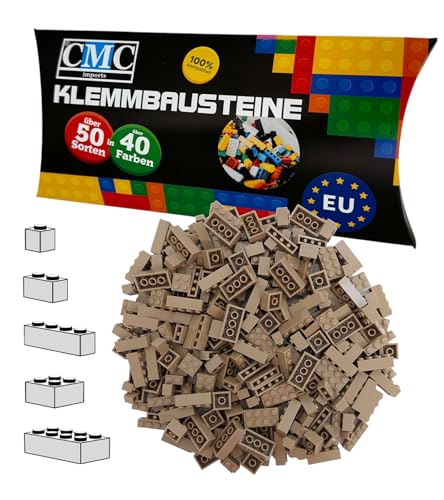 CMC imports 100 Klemmbausteine Bausteine 1x1-1x2-1x4-2x2-2x4 Noppen Grundbausteine Kompatibel Basic Bricks Farben freie Auswahl (268 - Dunkelbeige) von CMC imports