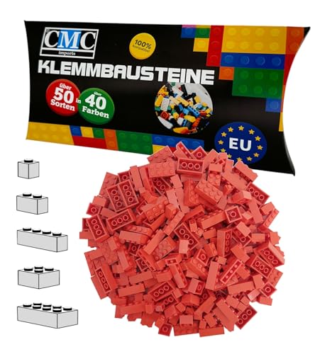 CMC imports 100 Klemmbausteine Bausteine 1x1-1x2-1x4-2x2-2x4 Noppen Grundbausteine Kompatibel Basic Bricks Farben freie Auswahl (501 - Orange) von CMC imports