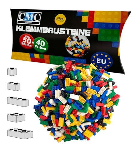 CMC imports 100 Klemmbausteine Bausteine 1x1-1x2-1x4-2x2-2x4 Noppen Grundbausteine Kompatibel Basic Bricks Farben freie Auswahl (Basic-Mix) von CMC imports
