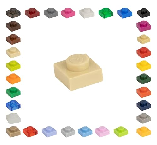 CMC imports 100 Klemmbausteine Bausteine 1x1 Noppen Fliesen Tiles Mosaik Noppen Kompatibel freie Auswahl 34 Farben (094 - Beige) von CMC imports