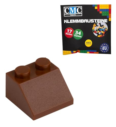 CMC imports 100 Klemmbausteine Dachsteine Dachbausteine Klemmbausteine 2x2 Noppen 45° Roof Slopes Ridged Tile vers. Farben (Braun / 090) von CMC imports