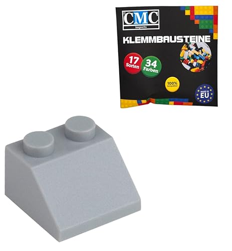 CMC imports 100 Klemmbausteine Dachsteine Dachbausteine Klemmbausteine 2x2 Noppen 45° Roof Slopes Ridged Tile vers. Farben (Hell - Grau / 411) von CMC imports