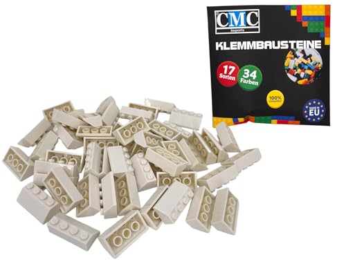 CMC imports 100 Klemmbausteine Dachsteine Dachbausteine Klemmbausteine 2x4 Noppen 45° Roof Slopes Ridged Tile vers. Farben (Weiß / 713) von CMC imports