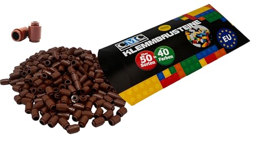 CMC imports 100 Klemmbausteine Rund 1x1 Noppen Baustein Round Stud Kompatibel Bricks 3062 Bricks (090 - Braun) von CMC imports
