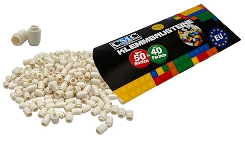 CMC imports 100 Klemmbausteine Rund 1x1 Noppen Baustein Round Stud Kompatibel Bricks 3062 Bricks (713 - Weiß) von CMC imports