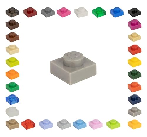 CMC imports 100 Mosaik Fliesen Bausteine 1x1 Noppen Kompatibel 34 vers. Farben Tiles Klemmbausteine (280 - Grau) von CMC imports