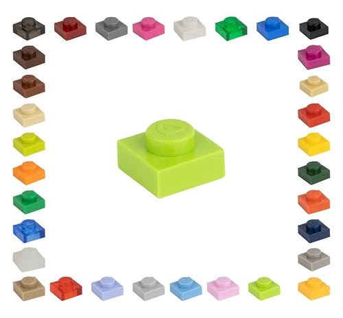 CMC imports 100 Mosaik Fliesen Bausteine 1x1 Noppen Kompatibel 34 vers. Farben Tiles Klemmbausteine (334 - Hell - Grün) von CMC imports