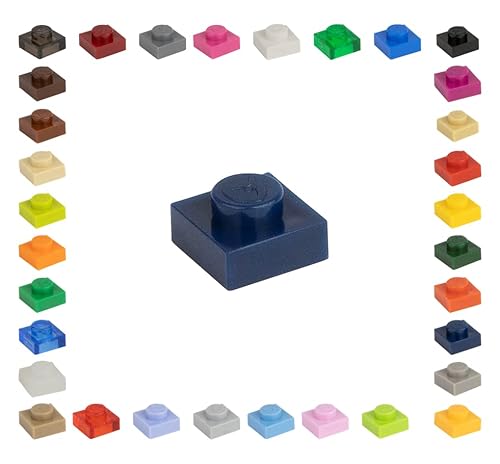 CMC imports 100 Mosaik Fliesen Bausteine 1x1 Noppen Kompatibel 34 vers. Farben Tiles Klemmbausteine (473 - Dunkel - Blau) von CMC imports