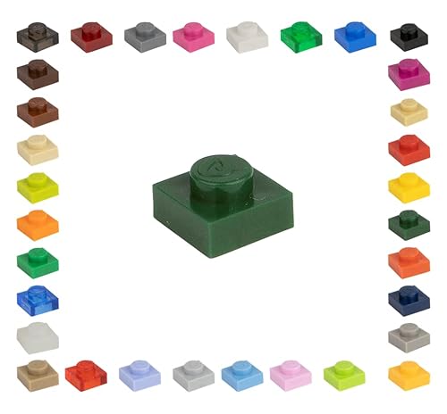 CMC imports 100 Mosaik Fliesen Bausteine 1x1 Noppen Kompatibel 34 vers. Farben Tiles Klemmbausteine (484 - Moos - Grün) von CMC imports