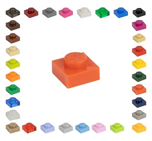 CMC imports 100 Mosaik Fliesen Bausteine 1x1 Noppen Kompatibel 34 vers. Farben Tiles Klemmbausteine (501 - Orange) von CMC imports