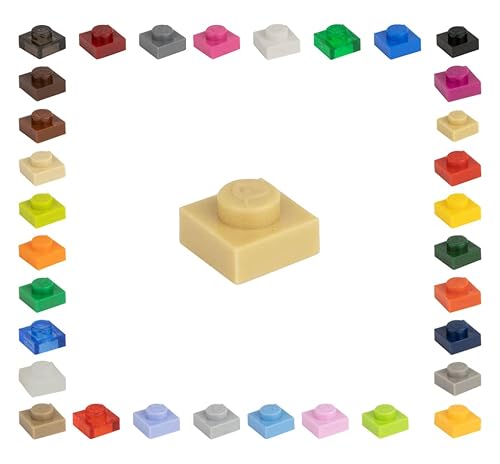CMC imports 100 Mosaik Fliesen Bausteine 1x1 Noppen Kompatibel 34 vers. Farben Tiles Klemmbausteine (595 - Sand) von CMC imports