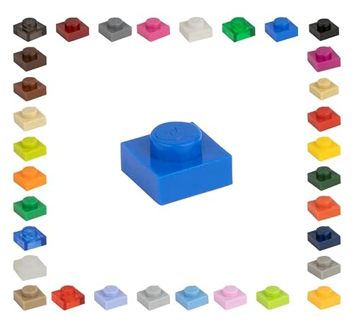 CMC imports 100 Mosaik Fliesen Bausteine 1x1 Noppen Kompatibel 34 vers. Farben Tiles Klemmbausteine (663 - Blau) von CMC imports