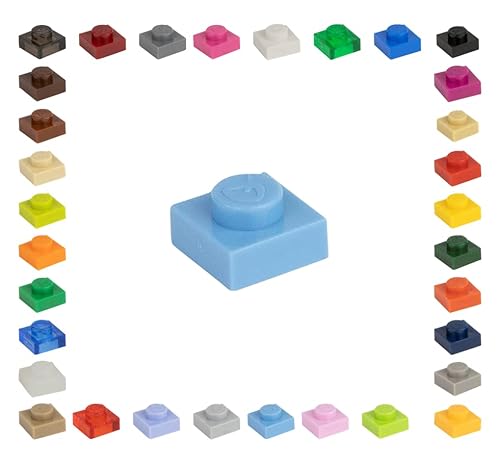 CMC imports 100 Mosaik Fliesen Bausteine 1x1 Noppen Kompatibel 34 vers. Farben Tiles Klemmbausteine (890 - Licht - Blau) von CMC imports