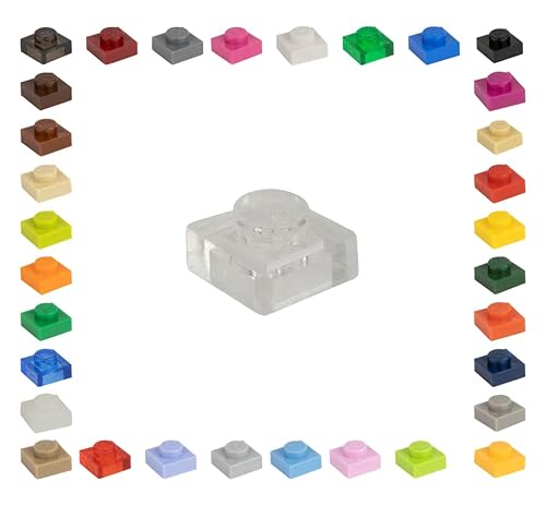 CMC imports 100 Mosaik Fliesen Bausteine 1x1 Noppen Kompatibel 34 vers. Farben Tiles Klemmbausteine (920 - Clear Transparent) von CMC imports