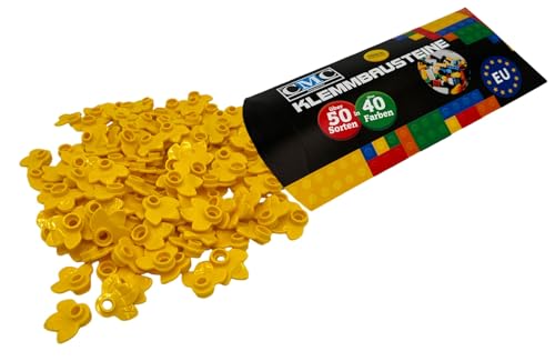 CMC imports 100 x Klemmbausteine Blüten Blatt Blume Pflanze Bausteine Kompatibel Blumen Blüte für Garten City Deko Wald 32607 versch. Farben (513 - Gelb) von CMC imports