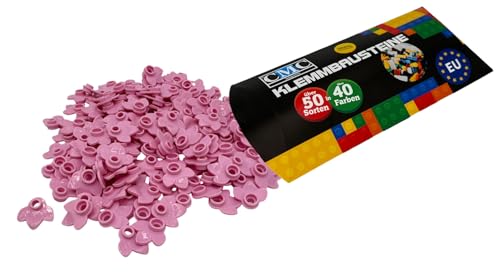 CMC imports 100 x Klemmbausteine Blüten Blatt Blume Pflanze Bausteine Kompatibel Blumen Blüte für Garten City Deko Wald 32607 versch. Farben (970 - Rosa) von CMC imports