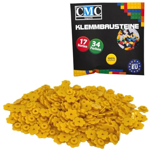 CMC imports 100 x Klemmbausteine Blüten Blume Pflanze Bausteine Kompatibel Blumen Blüte für Garten City Deko Wald 3742 versch. Farben (513 - Gelb) von CMC imports