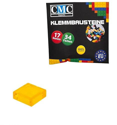CMC imports 100 x Klemmbausteine Fliesen Tiles Bausteine 1x1 Noppen Kompatibel 34 Farben freie Farbenwahl (004 - Gelb Transparent) von CMC imports