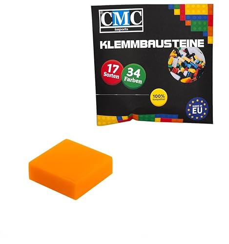 CMC imports 100 x Klemmbausteine Fliesen Tiles Bausteine 1x1 Noppen Kompatibel 34 Farben freie Farbenwahl (150 - Hell Orange) von CMC imports