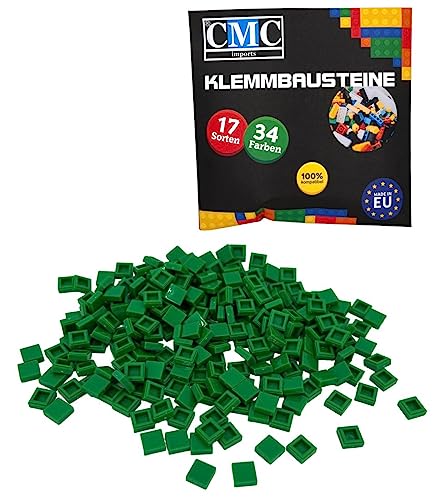 CMC imports 100 x Klemmbausteine Fliesen Tiles Bausteine 1x1 Noppen Kompatibel 34 Farben freie Farbenwahl (180 - Gün) von CMC imports