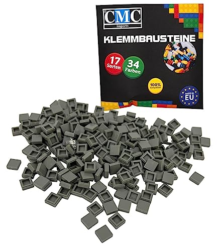 CMC imports 100 x Klemmbausteine Fliesen Tiles Bausteine 1x1 Noppen Kompatibel 34 Farben freie Farbenwahl (280 - Grau) von CMC imports
