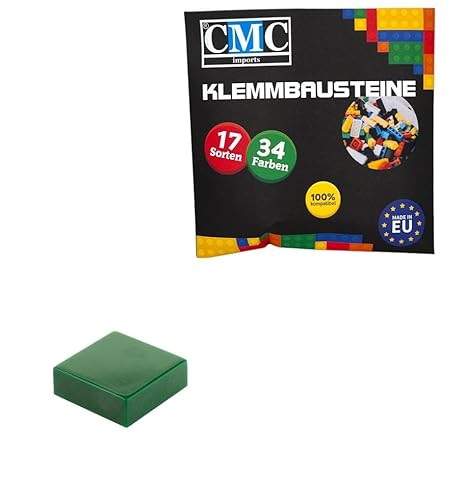 CMC imports 100 x Klemmbausteine Fliesen Tiles Bausteine 1x1 Noppen Kompatibel 34 Farben freie Farbenwahl (484 - Moos Grün) von CMC imports