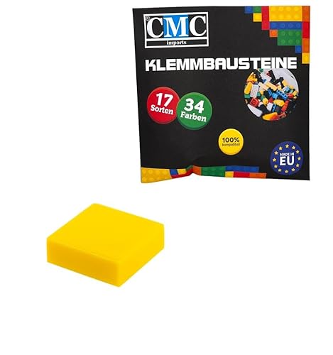 CMC imports 100 x Klemmbausteine Fliesen Tiles Bausteine 1x1 Noppen Kompatibel 34 Farben freie Farbenwahl (513 - Gelb) von CMC imports