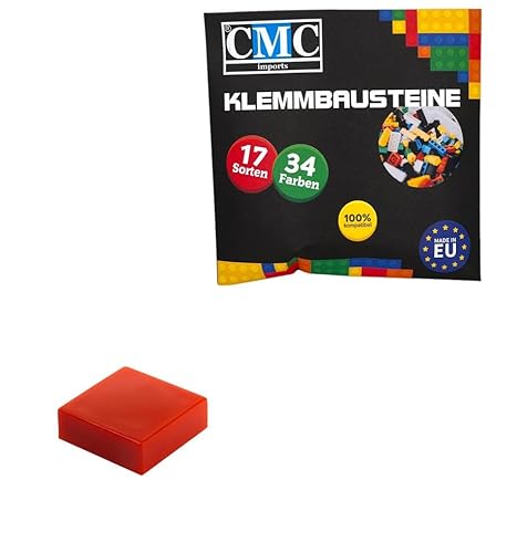 CMC imports 100 x Klemmbausteine Fliesen Tiles Bausteine 1x1 Noppen Kompatibel 34 Farben freie Farbenwahl (620 - Rot) von CMC imports