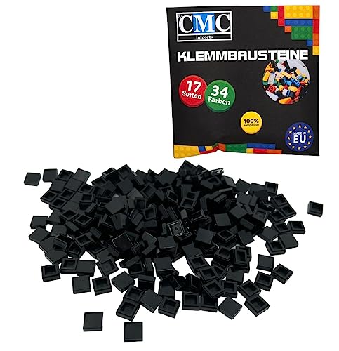 CMC imports 100 x Klemmbausteine Fliesen Tiles Bausteine 1x1 Noppen Kompatibel 34 Farben freie Farbenwahl (650 - Schwarz) von CMC imports