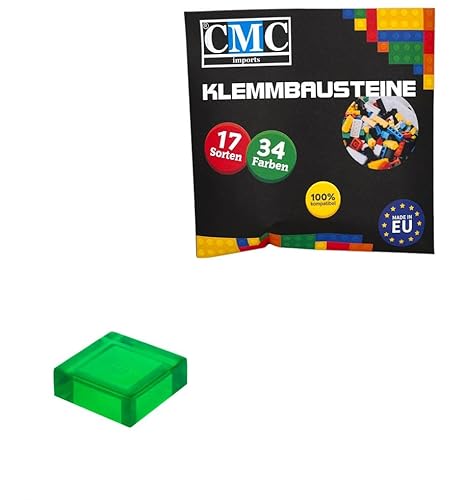 CMC imports 100 x Klemmbausteine Fliesen Tiles Bausteine 1x1 Noppen Kompatibel 34 Farben freie Farbenwahl (708 - Grün Transparent) von CMC imports