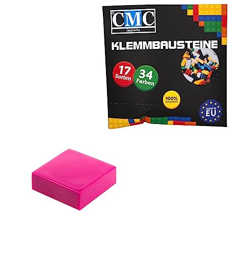 CMC imports 100 x Klemmbausteine Fliesen Tiles Bausteine 1x1 Noppen Kompatibel 34 Farben freie Farbenwahl (824 - Magenta) von CMC imports