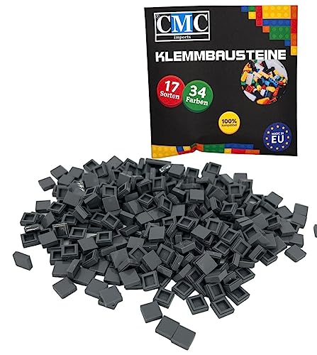 CMC imports 100 x Klemmbausteine Fliesen Tiles Bausteine 1x1 Noppen Kompatibel 34 Farben freie Farbenwahl (851 - Dunkel Grau) von CMC imports