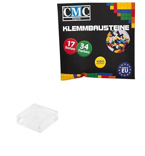 CMC imports 100 x Klemmbausteine Fliesen Tiles Bausteine 1x1 Noppen Kompatibel 34 Farben freie Farbenwahl (920 - Transparent) von CMC imports