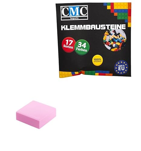 CMC imports 100 x Klemmbausteine Fliesen Tiles Bausteine 1x1 Noppen Kompatibel 34 Farben freie Farbenwahl (970 - Hell -Rosa) von CMC imports