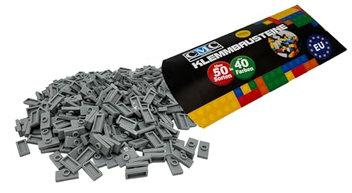 CMC imports 100 x Klemmbausteine Jumper Plate 15573 Fliesen Stud Tiles Bausteine 1x2 Noppen Kompatibel (411 - Hellgrau) von CMC imports