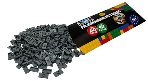 CMC imports 100 x Klemmbausteine Jumper Plate 15573 Fliesen Stud Tiles Bausteine 1x2 Noppen Kompatibel (851 - Dunkelgrau) von CMC imports