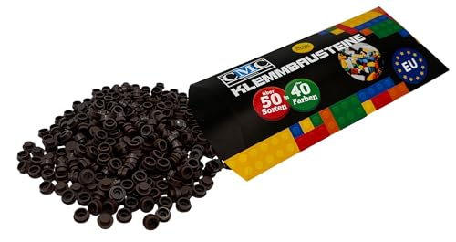 CMC imports 100 x Platte Plate Bausteine 1x1 Noppen Rund Kompatibel vers. Farben Tiles Klemmbausteine Mosaik 4073 Plate Round (071 - Dunkelbraun) von CMC imports