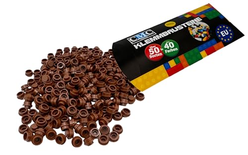 CMC imports 100 x Platte Plate Bausteine 1x1 Noppen Rund Kompatibel vers. Farben Tiles Klemmbausteine Mosaik 4073 Plate Round (090 - Braun) von CMC imports