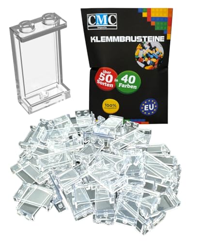 CMC imports 15 x Panel Klemmbausteine Wand Element 1x2x3 Noppen Paneel Fenster Verkleidung City Gebäude Stadt 875444 versch. Farben (Clear - Transparent / 920) von CMC imports