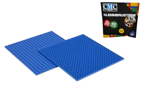 CMC imports 2 x Bauplatte Grundplatte Modular - beidseitiges Bauen Kompatibel 20 x 20 Noppen Platte Basepalte Klemmbausteine Bausteine City 34 vers. Farben (Blau / 663) von CMC imports