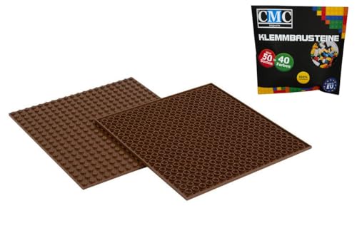CMC imports 2 x Bauplatte Grundplatte Modular - beidseitiges Bauen Kompatibel 20 x 20 Noppen Platte Basepalte Klemmbausteine Bausteine City 34 vers. Farben (Braun / 090) von CMC imports