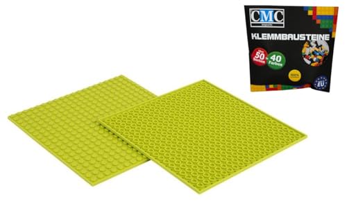 CMC imports 2 x Bauplatte Grundplatte Modular - beidseitiges Bauen Kompatibel 20 x 20 Noppen Platte Basepalte Klemmbausteine Bausteine City 34 vers. Farben (Grasgrün / 101) von CMC imports