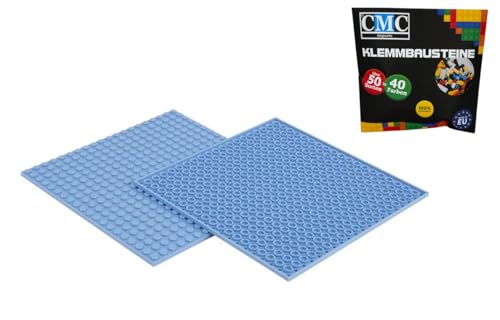 CMC imports 2 x Bauplatte Grundplatte Modular - beidseitiges Bauen Kompatibel 20 x 20 Noppen Platte Basepalte Klemmbausteine Bausteine City 34 vers. Farben (Hellblau / 890) von CMC imports