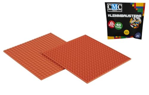 CMC imports 2 x Bauplatte Grundplatte Modular - beidseitiges Bauen Kompatibel 20 x 20 Noppen Platte Basepalte Klemmbausteine Bausteine City 34 vers. Farben (Orange / 501) von CMC imports