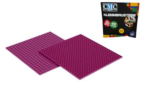 CMC imports 2 x Bauplatte Grundplatte Modular - beidseitiges Bauen Kompatibel 20 x 20 Noppen Platte Basepalte Klemmbausteine Bausteine City 34 vers. Farben (Purpur / 624) von CMC imports