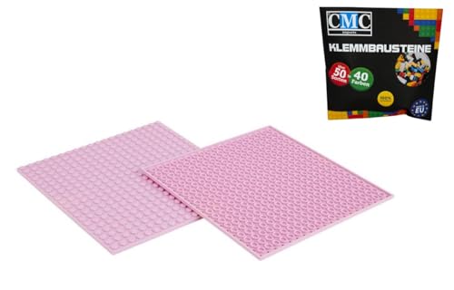 CMC imports 2 x Bauplatte Grundplatte Modular - beidseitiges Bauen Kompatibel 20 x 20 Noppen Platte Basepalte Klemmbausteine Bausteine City 34 vers. Farben (Rosa / 970) von CMC imports