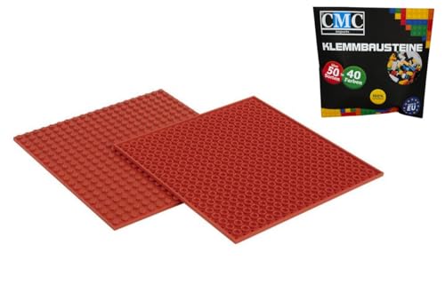 CMC imports 2 x Bauplatte Grundplatte Modular - beidseitiges Bauen Kompatibel 20 x 20 Noppen Platte Basepalte Klemmbausteine Bausteine City 34 vers. Farben (Rot / 620) von CMC imports