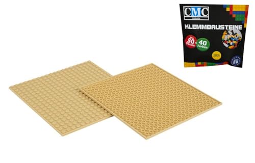 CMC imports 2 x Bauplatte Grundplatte Modular - beidseitiges Bauen Kompatibel 20 x 20 Noppen Platte Basepalte Klemmbausteine Bausteine City 34 vers. Farben (Sand / 595) von CMC imports